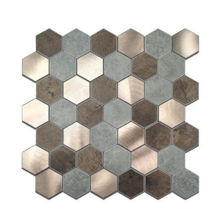 Hexagon Metal Aluminum Adhesive Mosaic Wall Sticker
