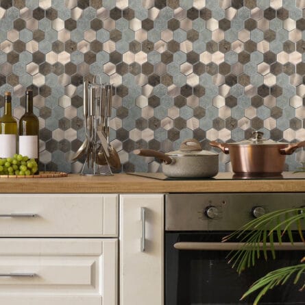 Hexagon Metal Aluminum Adhesive Mosaic Wall Sticker