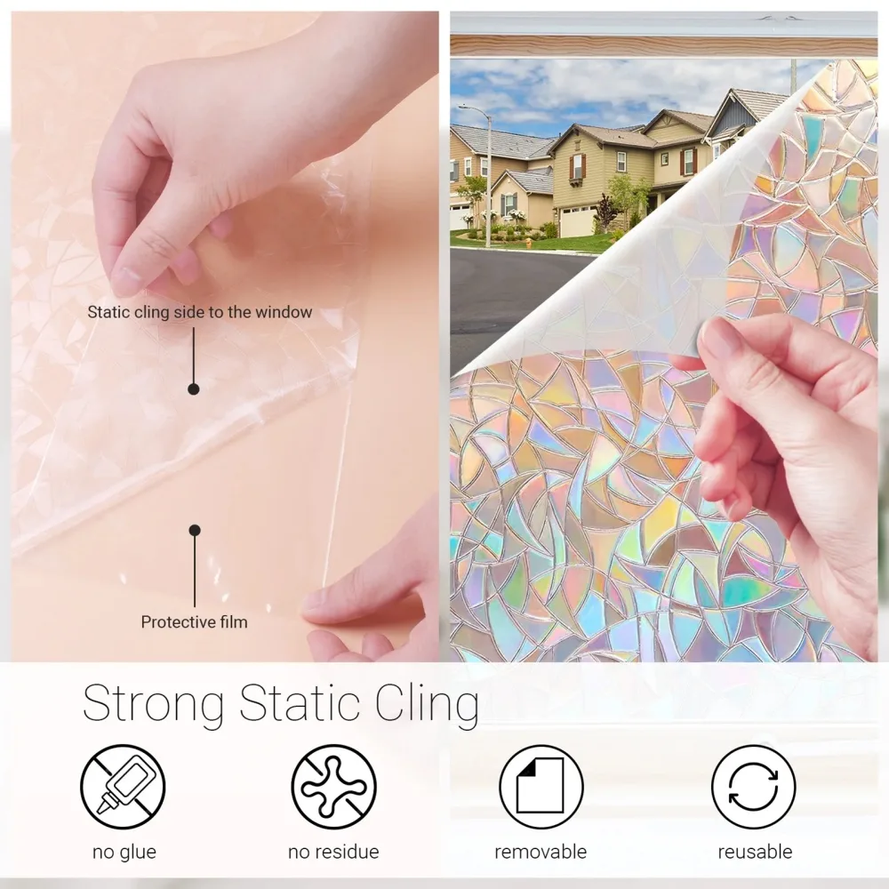 卖点 12 Stained Static Cling Window Film With Broken Glass Design 1