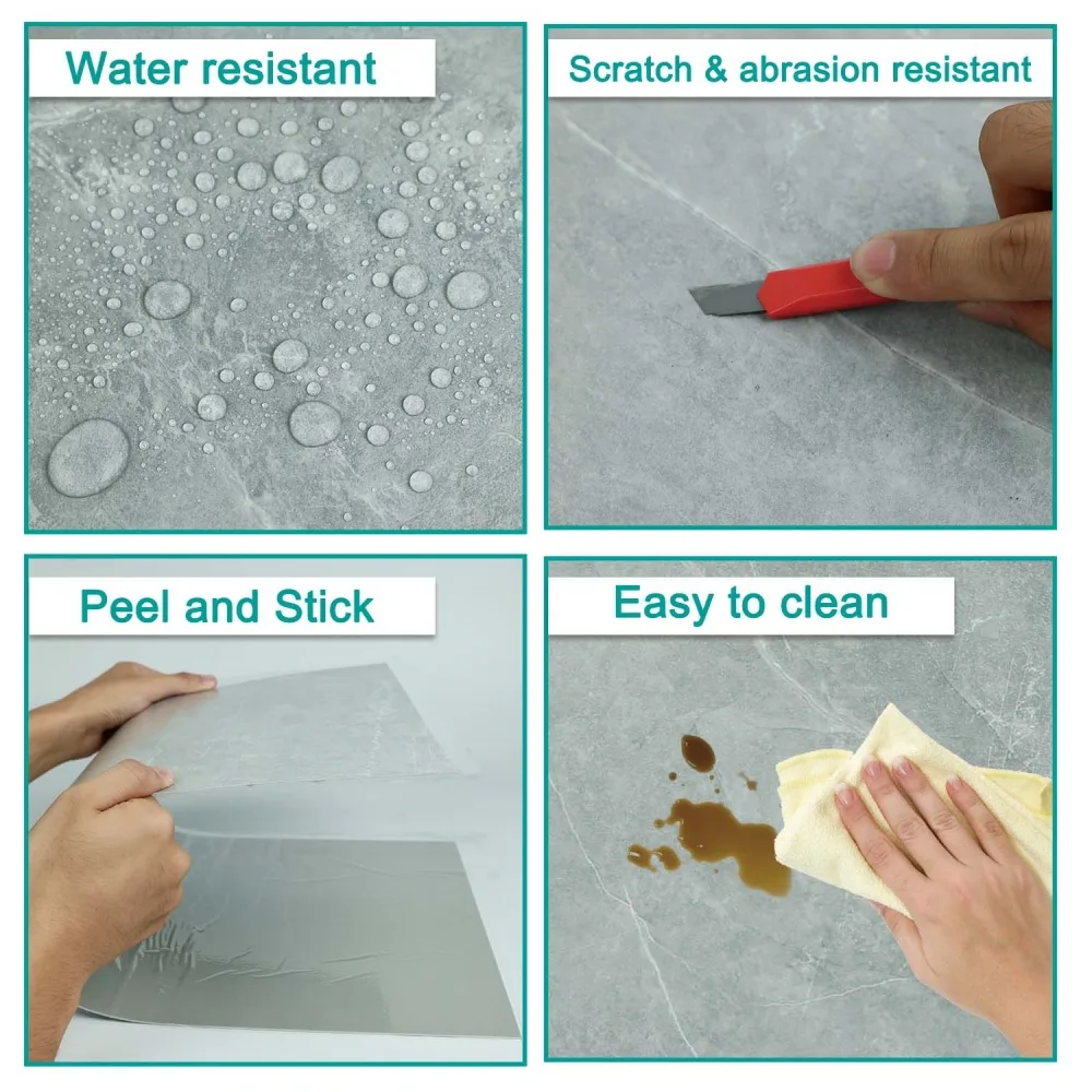 卖点 6 PVC Flooring Tile Sticker With Armani Grey Color 1